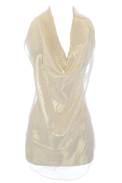 OLCAY GULSEN Women's Gold Sheer A-Symmetric Top 1034 $295 NEW