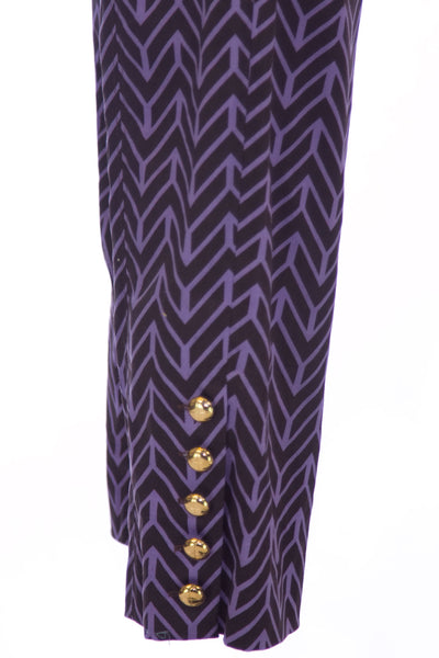 ELIZABETH MCKAY Chocolate Chevron Print Audrey Chino Pants 1050 $175 NWT