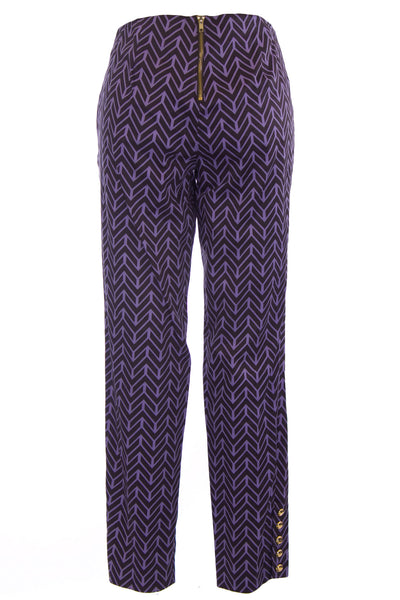 ELIZABETH MCKAY Chocolate Chevron Print Audrey Chino Pants 1050 $175 NWT