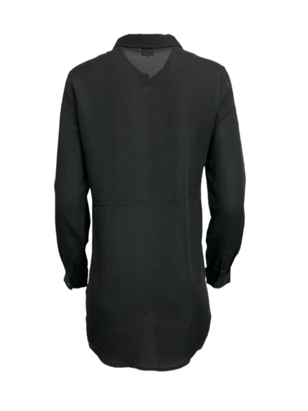 ECRU Women's Black Button Down Collared Shirt #107 S NWOT