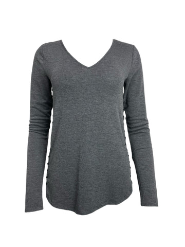 ECRU Women's Grey V-Neck Soft Sweater #108 No Size NWOT