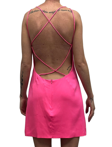 OLCAY GULSEN Women's Pink Strappy Mini Dress 1098 Sz S $300 NEW