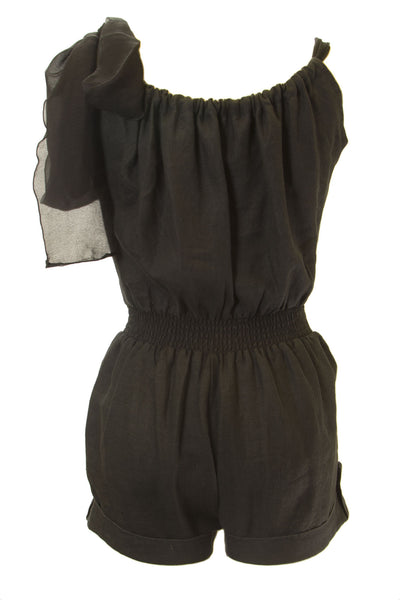 ANALILI Women's Black Sleeveless Linen Romper 109L17 $215 NWT