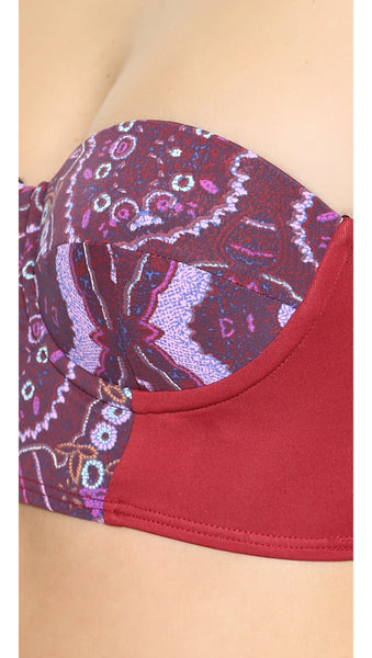 ZINKE Women's Rio Print Starboard Bustier Swim Bikini Top $99 NEW