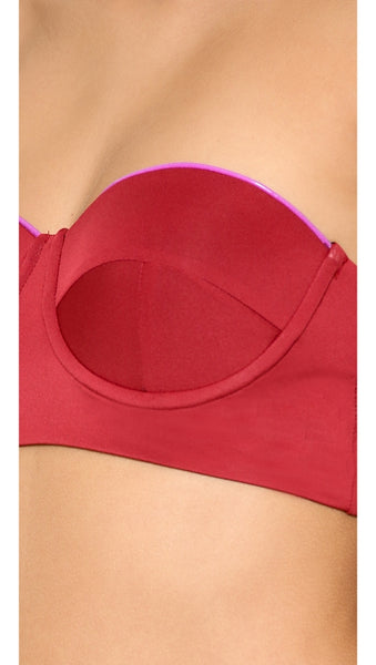 ZINKE Women's Rio Red Contrast Trim Katie Bustier Bikini Top $88 NEW