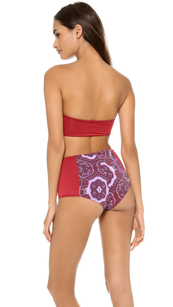 ZINKE Women's Rio Red Contrast Trim Katie Bustier Bikini Top $88 NEW