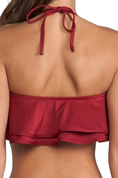 ZINKE Women's Rio Red Ruffle Reese Bandeau Bikini Top $92 NEW