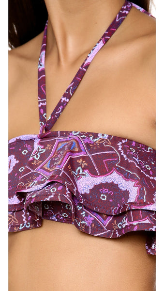 ZINKE Women's Rio Print Ruffle Reese Bandeau Bikini Top $92 NEW