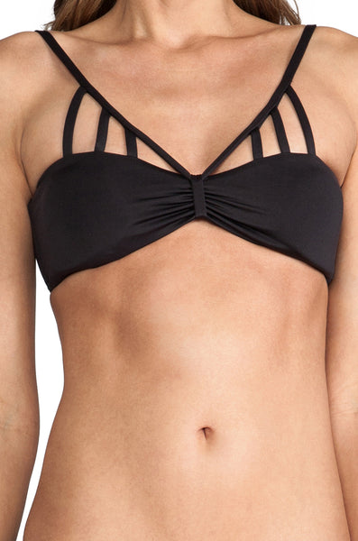 ZINKE Women's Black Front Cut-out Emerson Bikini Top $92 NEW