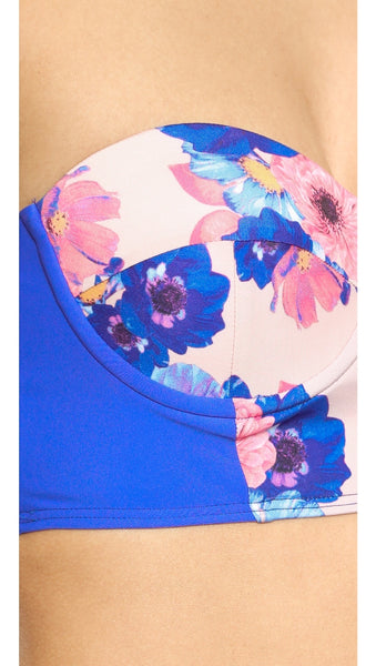 ZINKE Women's Pop Floral Print Starboard Bustier Bikini Top $99 NEW