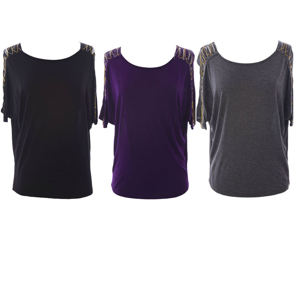 August Silk Women's Chainlink Detail Dolman Sleeve Blouse NWT $58