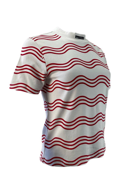 SCOTCH & SODA Women's White Striped Rib Neck Top #1249 S NWT