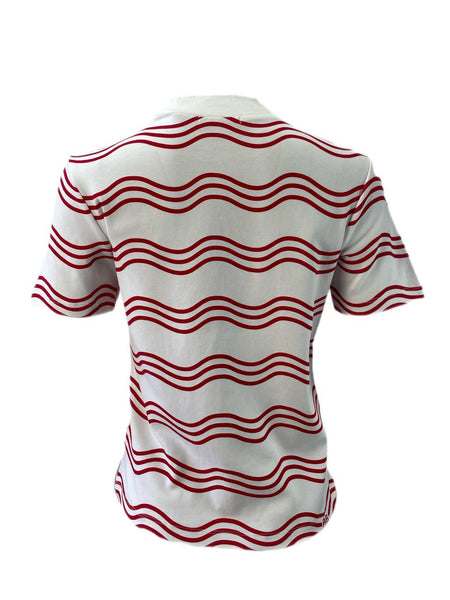 SCOTCH & SODA Women's White Striped Rib Neck Top #1249 S NWT