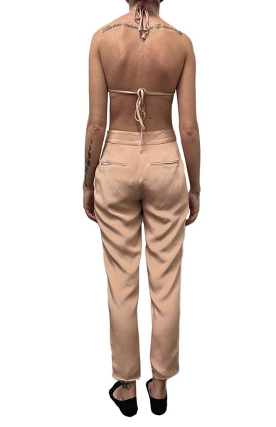 OLCAY GULSEN Women's Nude Cut-out Halter Jumpsuit 1255 Sz XS $425 NEW