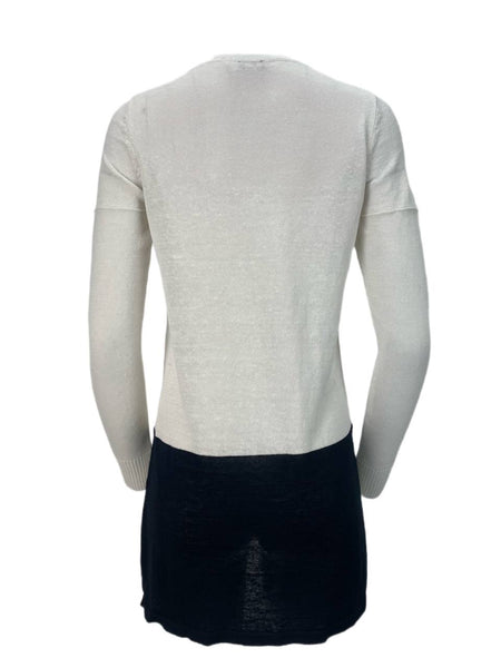 9/15 Women's White Navy Pockets Sweater #148K NWT