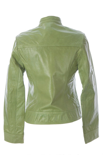 DOMA by Luciano Abitboul Emerald Green Leather Moto Jacket 1552 $589 NEW