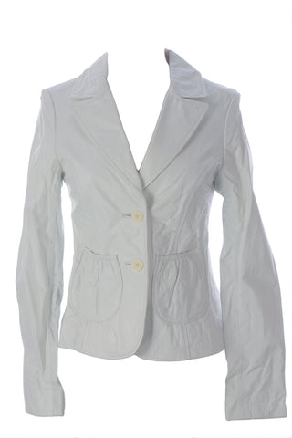 DOMA by Luciano Abitboul White Leather Two-Button Blazer Jacket 1560 $530 NEW