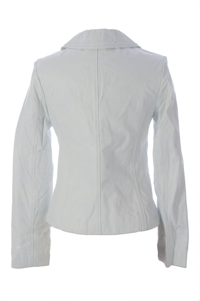 DOMA by Luciano Abitboul White Leather Two-Button Blazer Jacket 1560 $530 NEW
