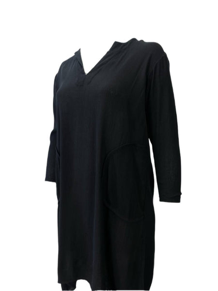 TOTEME Women's Black Oversized Rayon Dress #1625 XS NWT
