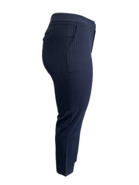 ECRU Women's Navy Pinstripe Mayfair Pants #1668SS 12 NWT