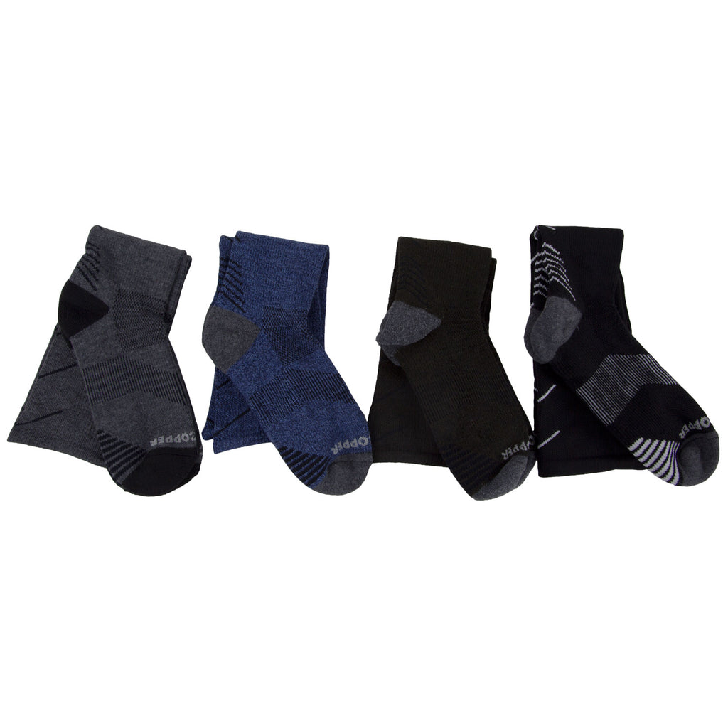 TOMMIE COPPER Men's Blue/Grey 4 Pair Compression Crew Socks NWOT