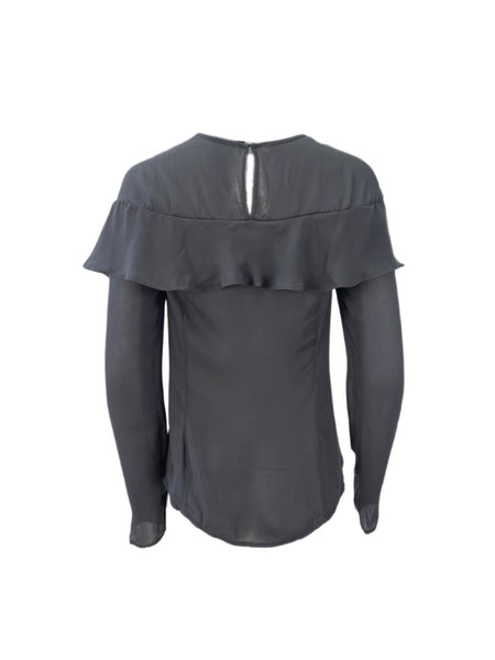 RICHARD CHAI Women's Grey Ruffle Blouse #1F11 4 NWT