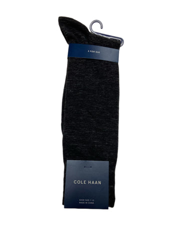 COLE HAAN Men's 1 Pair Black Rain Crew Dress Socks Sz 7-12 NWT