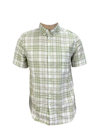 STEVEN ALAN Men's Green Single Needle Plaid Casual Shirt NWT