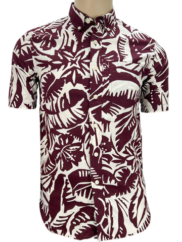CLUB MONACO Men's Nude Wildberry Palm Floral Short Sleeve Shirt Sz XXS NWT