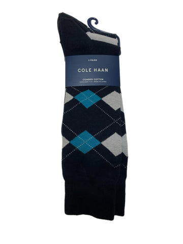 COLE HAAN Men's 3 Pair Multicolor Combed Cotton Crew Socks Sz 7-12 NWT