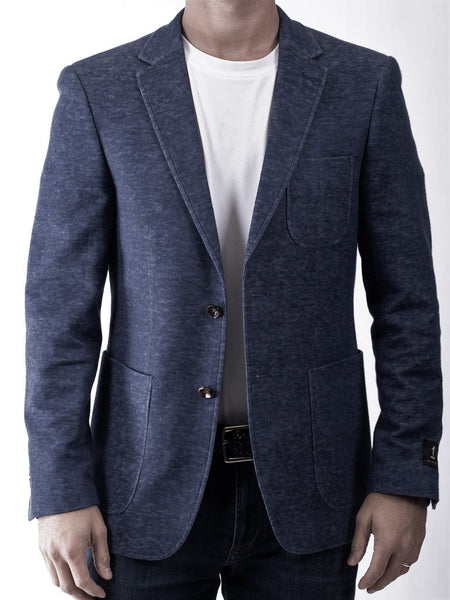 1 LIKE NO OTHER Men's Blue Cotton Linen Blend Sports Coat $495 NWT