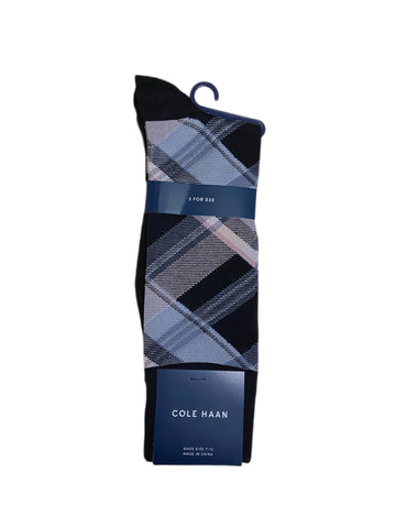 COLE HAAN Men's 1 Pair Black Crew Dress Socks Sz 7-12 NWT