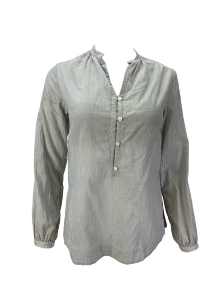 STEVEN ALAN Women's Gray Long Sleeve Striped Button Front Blouse Sz P NWT