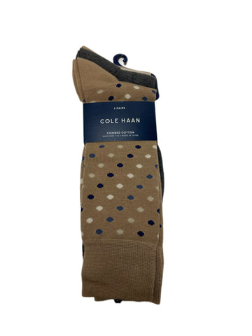 COLE HAAN Men's 3 Pair Multicolor Combed Cotton Crew Socks Sz 7-12 NWT