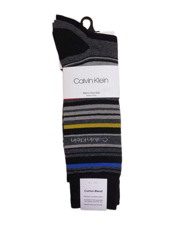 Calvin Klein Men's 3 Pair Multicolor Mid Calf Cotton Blend Socks Sz 7-12 NWT