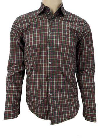 STEVEN ALAN Men's Green Jersey Lined Reverse Plaid Casual Shirt Sz XS NWT