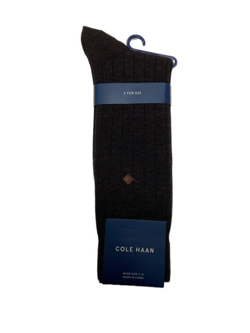 COLE HAAN Men's 1 Pair Chestnut Heather Crew Dress Socks Sz 7-12 NWT