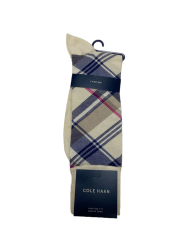 COLE HAAN Men's 1 Pair Beige Crew Dress Socks Sz 7-12 NWT