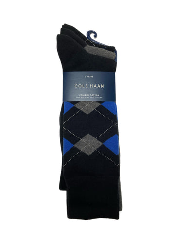 COLE HAAN Men's 3 Pair Multicolor Combed Cotton Crew Socks Sz 7-12 NWT