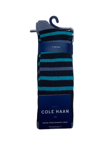 COLE HAAN Men's 1 Pair Navy Crew Dress Socks Sz 7-12 NWT