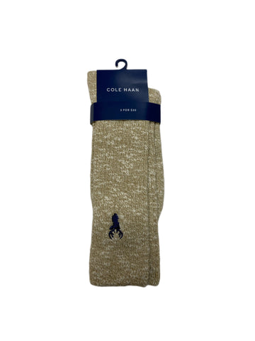 COLE HAAN Men's 1 Pair Stone Mix Knitted Crew Dress Socks Sz 7-12 NWT