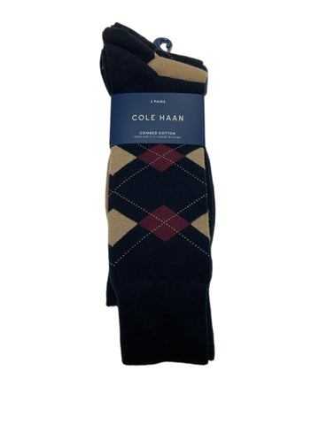 COLE HAAN Men's 3 Pair Multicolor Combed Cotton Crew Socks Sz 7-12 NWT