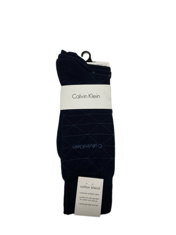 Calvin Klein Men's 3 Pair Navy Mid Calf Cotton Blend Socks Sz 7-12 NWT