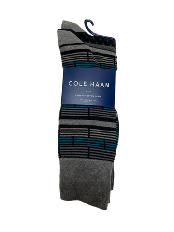 COLE HAAN Men's 3 Pair Multicolor Combed Cotton Crew Socks Sz 7-12 NWT