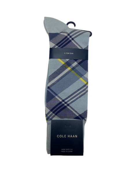 COLE HAAN Men's 1 Pair Blue Crew Dress Socks Sz 7-12 NWT
