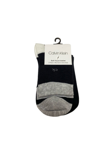 Calvin Klein Women's 2 Pair Black Soft Touch Anklet Socks Sz 6-9.5 NWT