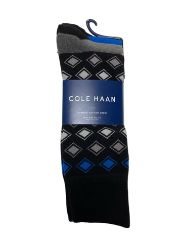 COLE HAAN Men's 3 Pair Multicolor Combed Cotton Crew Socks Sz 7-12 NWT