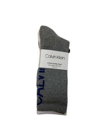 Calvin Klein Men's 3 Pair Multicolor Cotton Cushion Crew Socks Sz 7-12 NWT