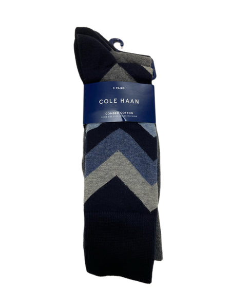 COLE HAAN Men's 3 Pair Multicolor Combed Cotton Crew Socks Sz 7-12 NWT