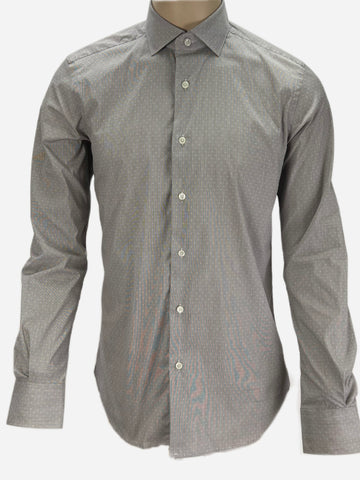 XACUS Camicia Men's Gray Long Sleeve Polka Dot Dress Shirt Sz 15.5X39 NWT